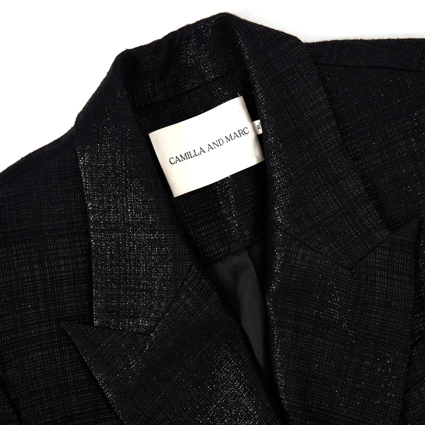 CAMILLA AND MARC Belmont Lurex Metallic-Woven Black Suit Blazer 10-12