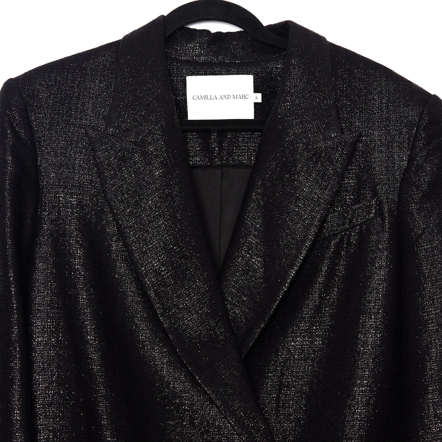 CAMILLA AND MARC Belmont Lurex Metallic-Woven Black Suit Blazer 10-12