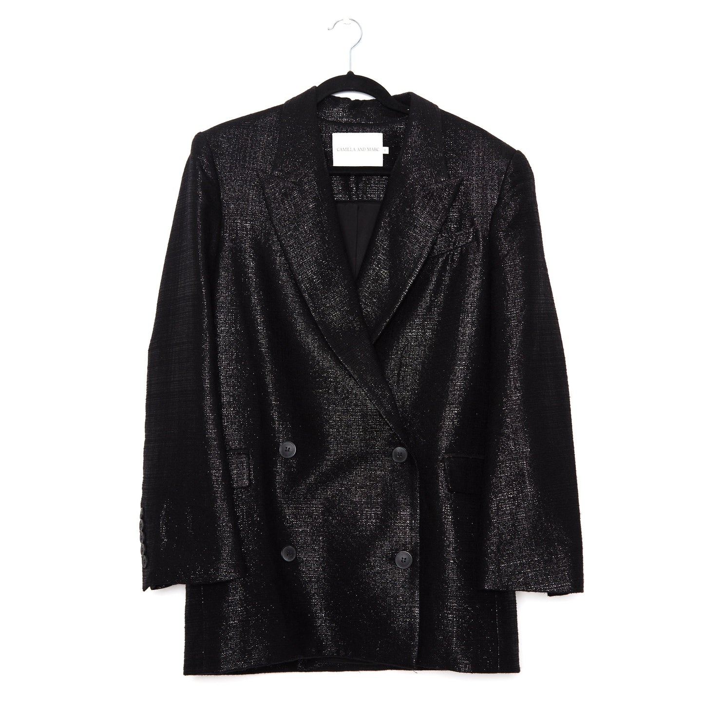 CAMILLA AND MARC Belmont Lurex Metallic-Woven Black Suit Blazer 10-12