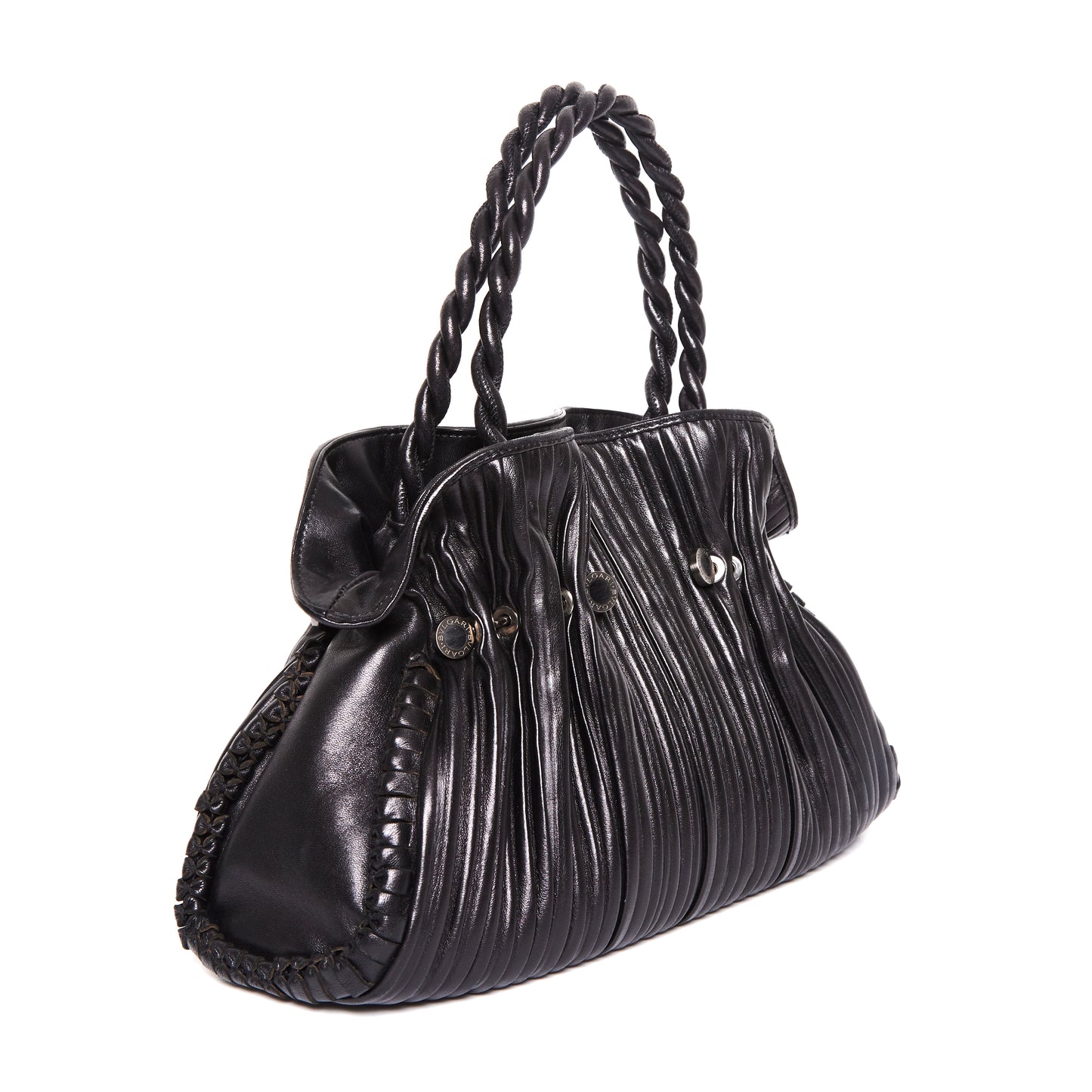 BVLGARI Black Leather Twistino Tina Tote