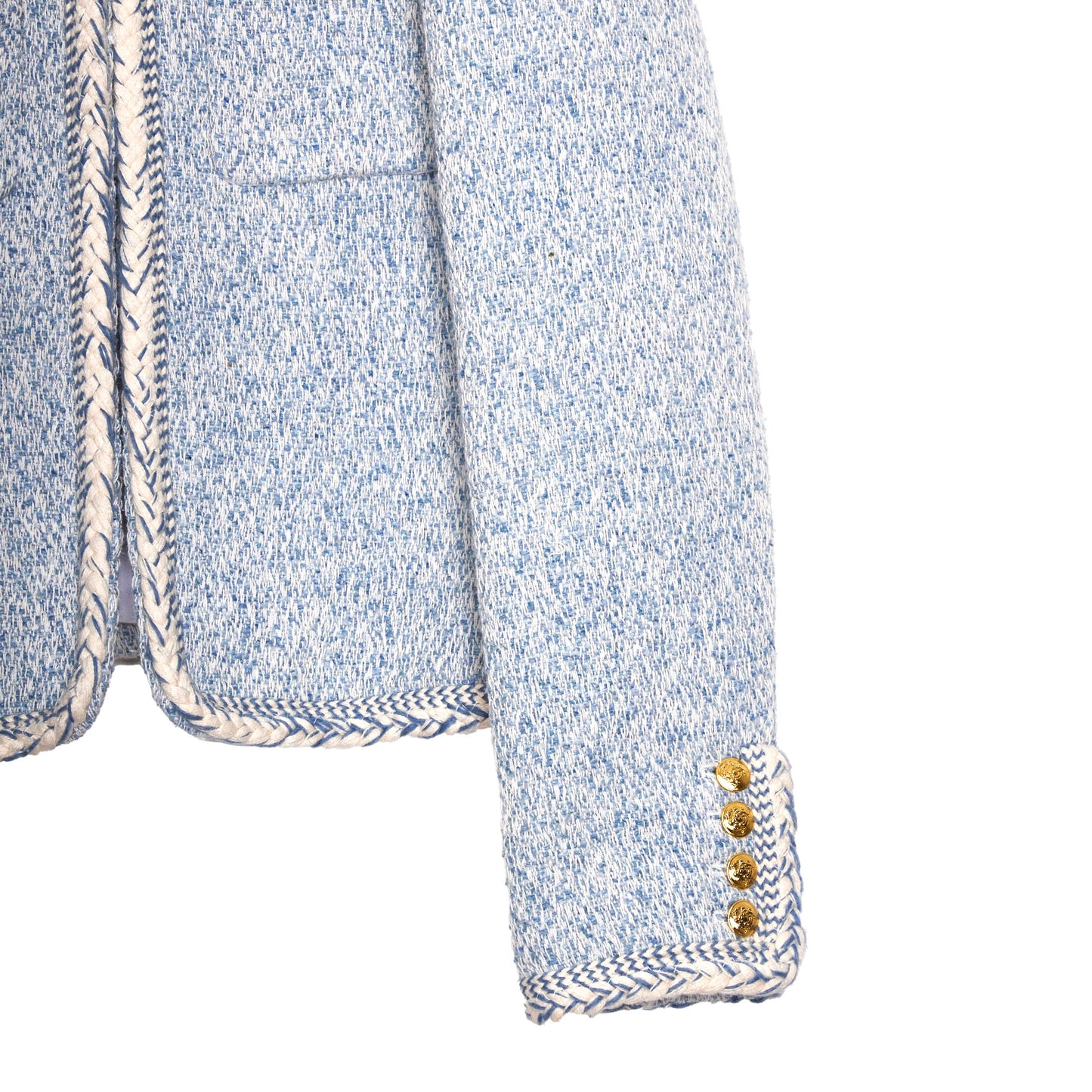 CELINE Light Blue Tweed Long Sleeve Jacket 36
