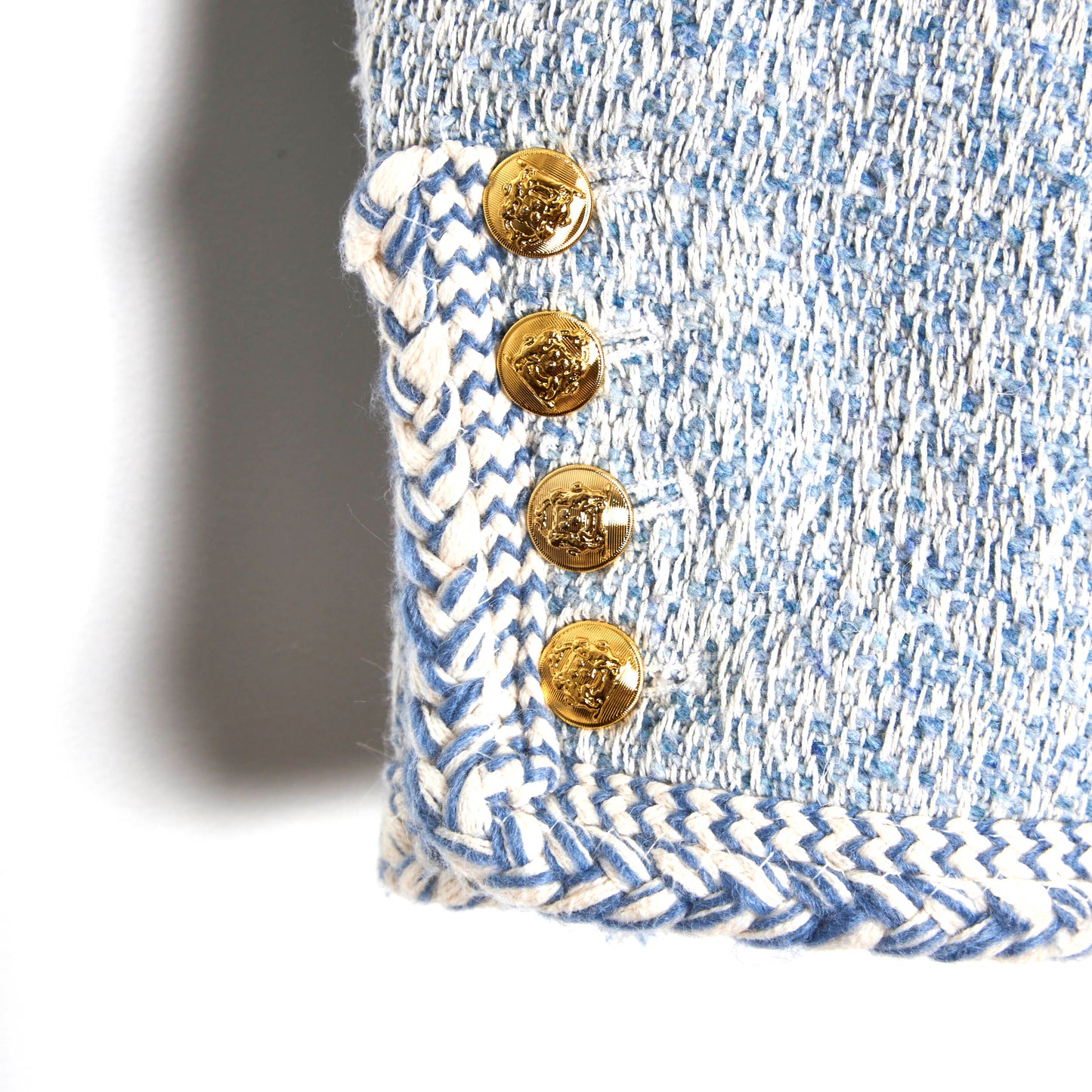 CELINE Light Blue Tweed Long Sleeve Jacket 36