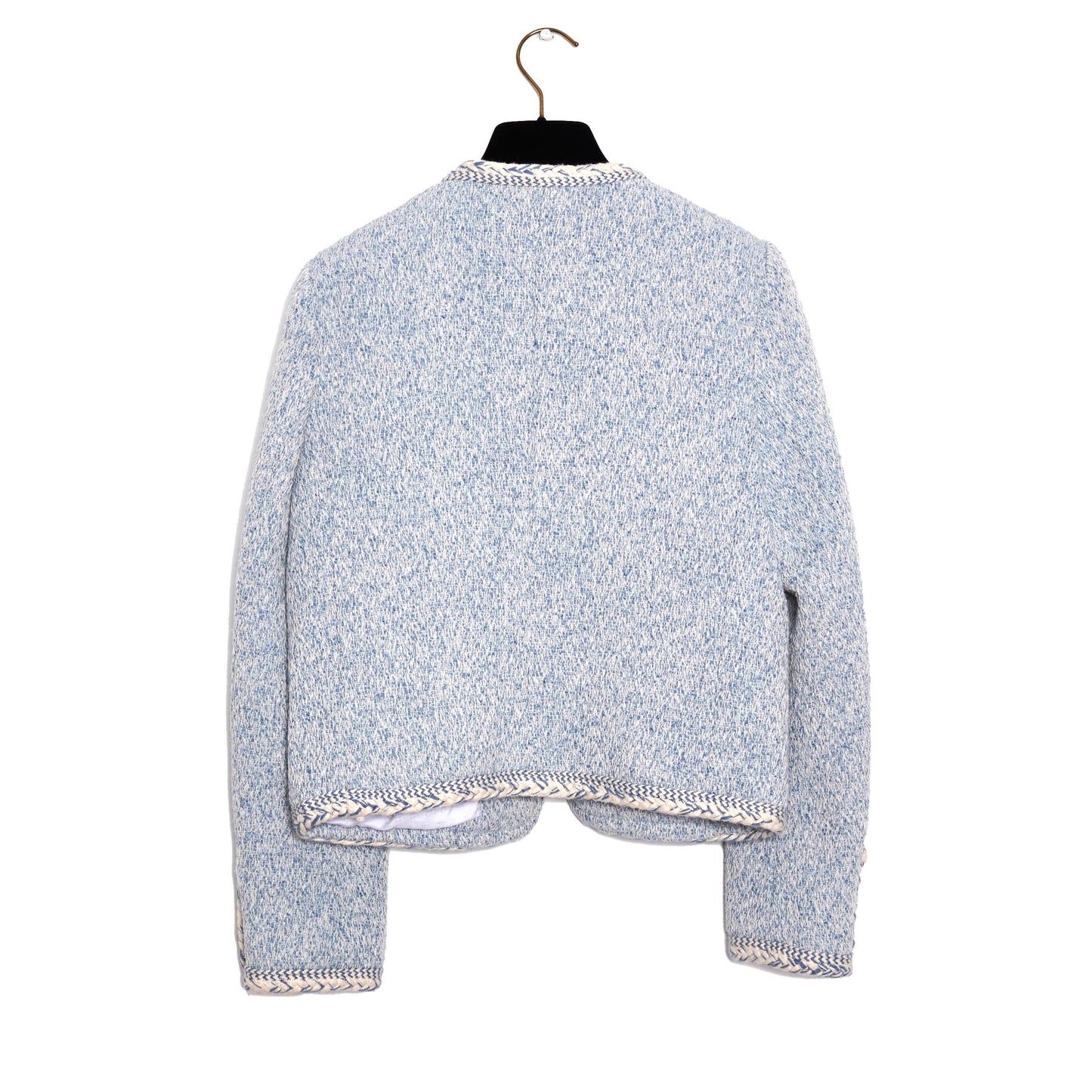CELINE Light Blue Tweed Long Sleeve Jacket 36