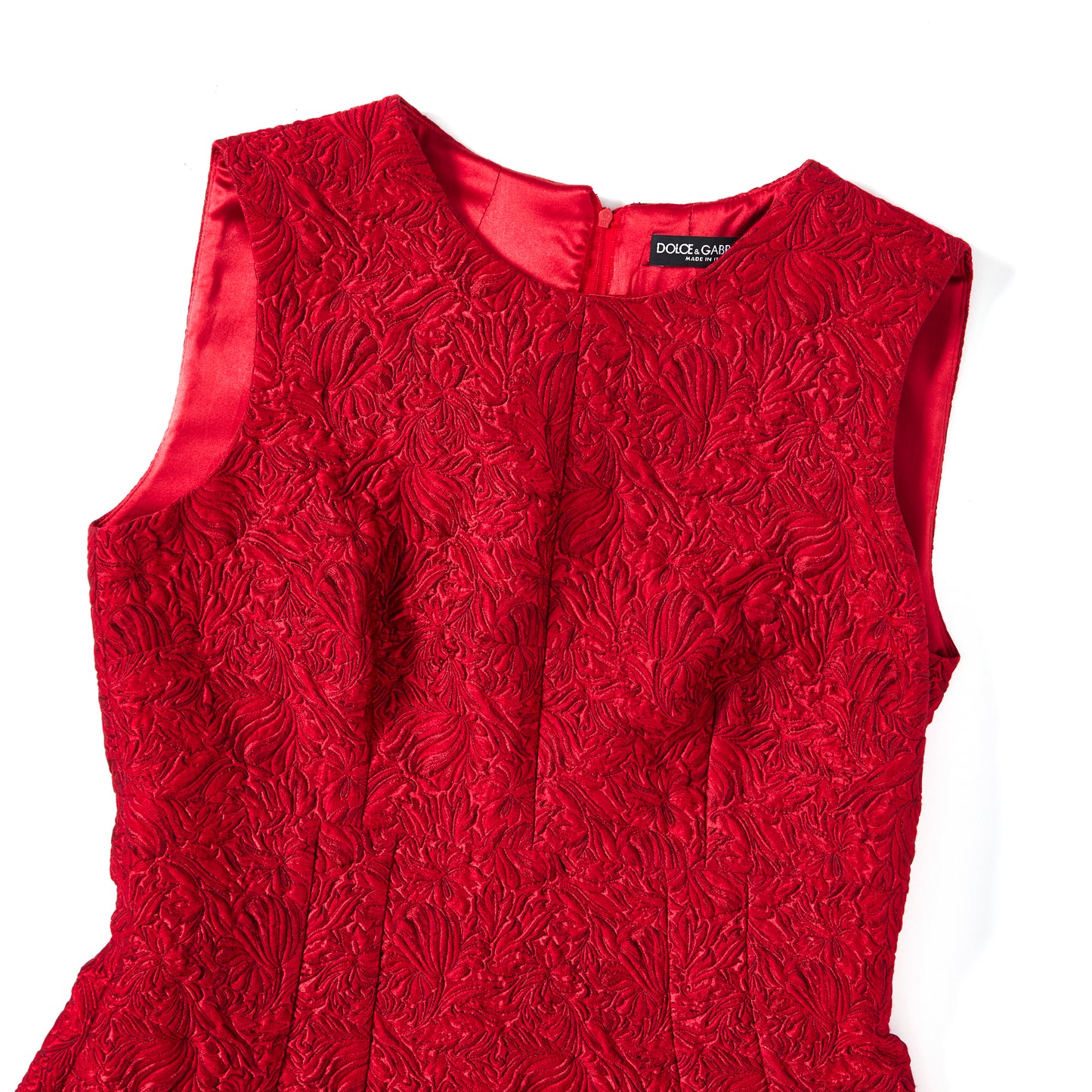 DOLCE & GABBANA Floral Jacquard Mini Dress - Red
