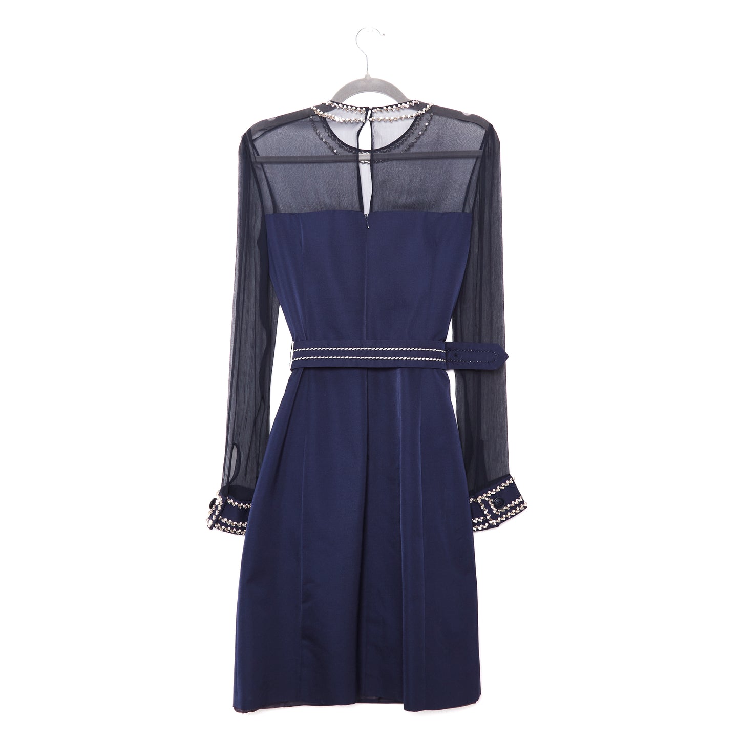 PRADA crystal-embellished chiffon mini dress 40