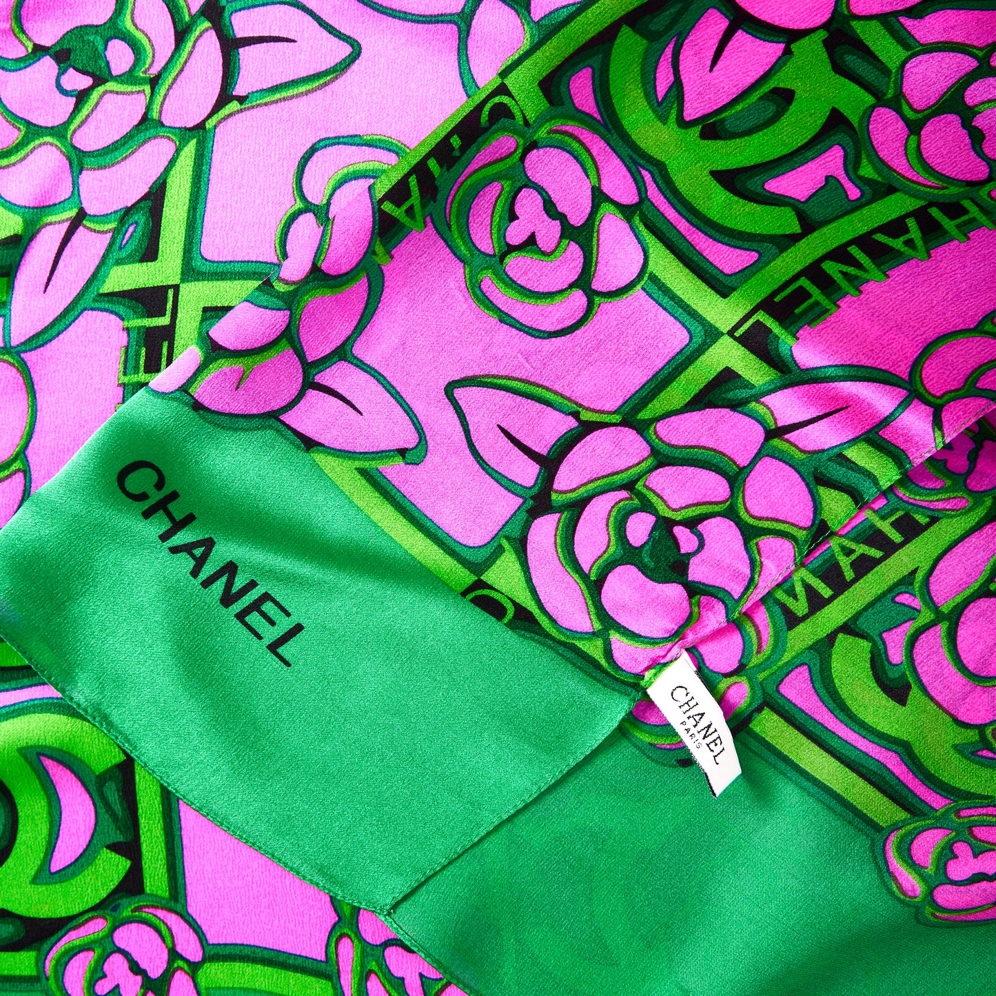 CHANEL Logo Silk scarf