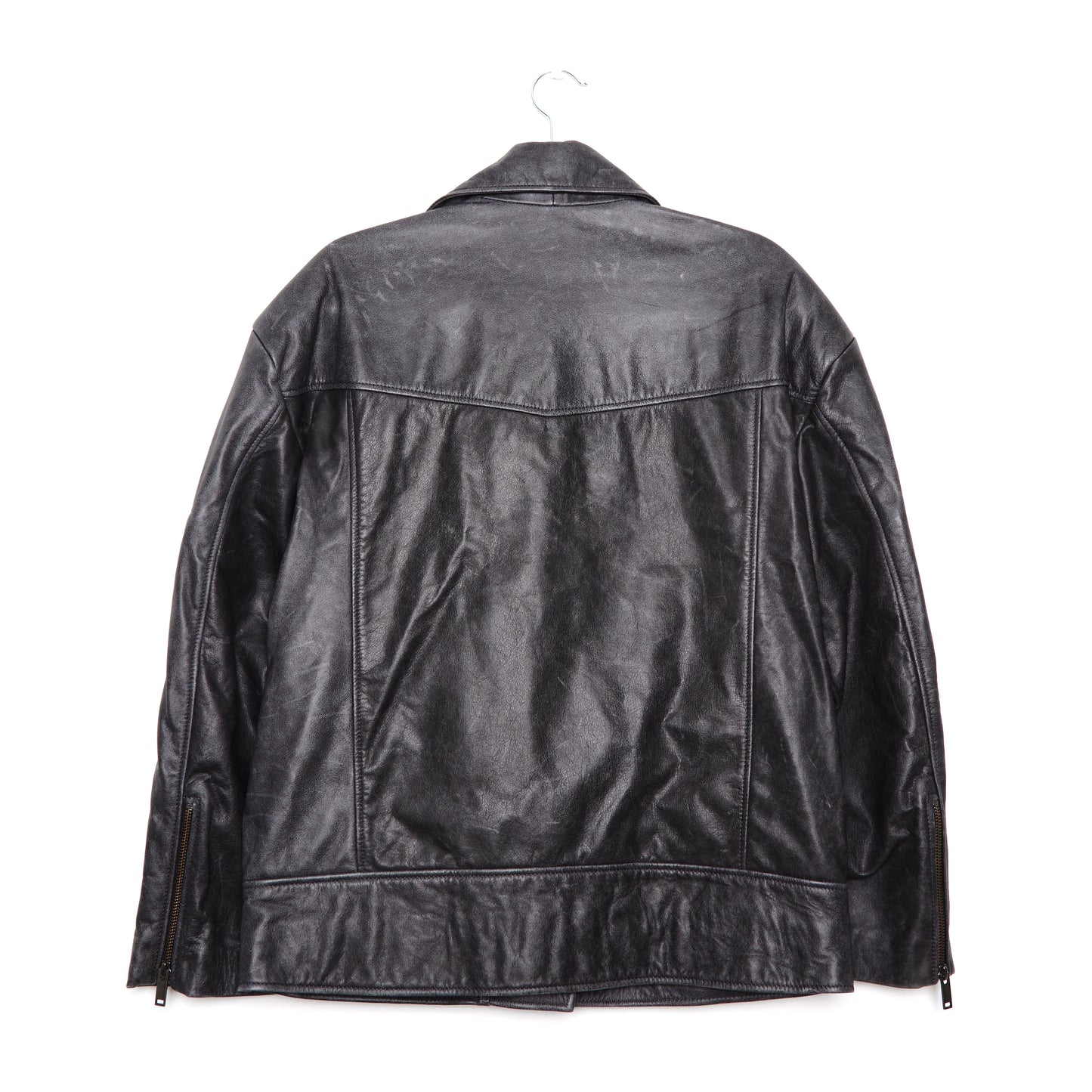 DUCIE LONDON Samantha Distressed Leather Biker Jacket