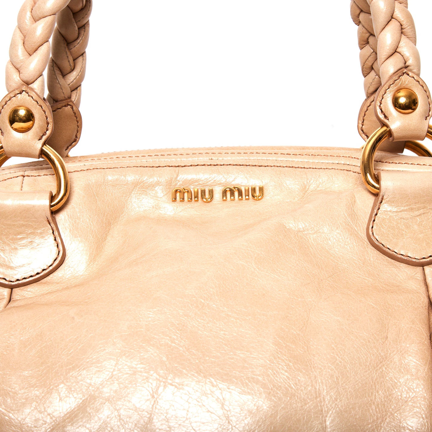 MIU MIU Vitello Beige Satchel Handbag