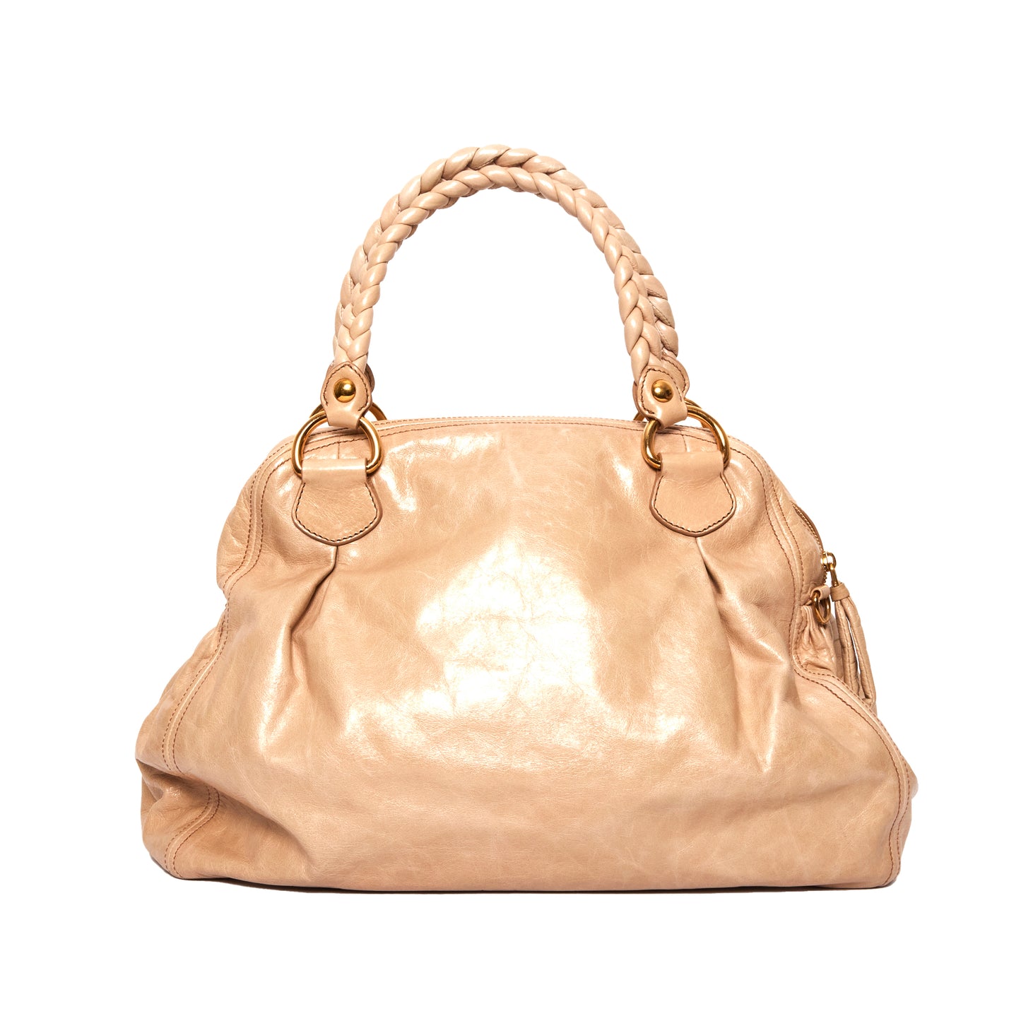 MIU MIU Vitello Beige Satchel Handbag