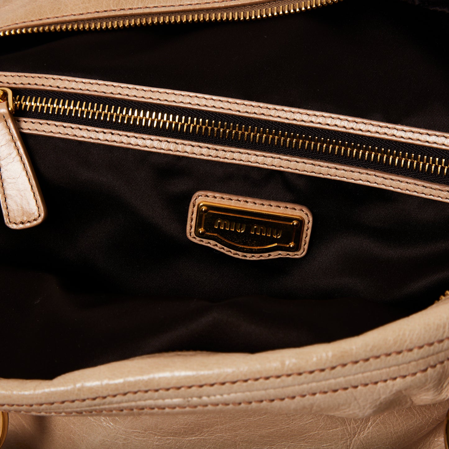MIU MIU Vitello Beige Satchel Handbag