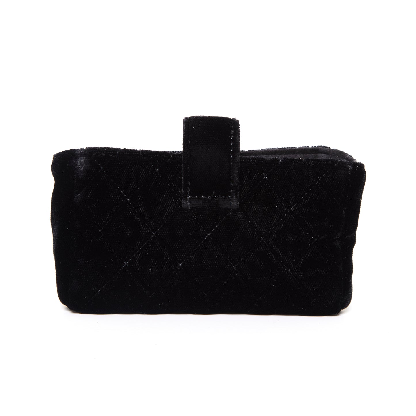 CHANEL Vintage Black Matelasse Velvet / Velour No 14 Card Pouch