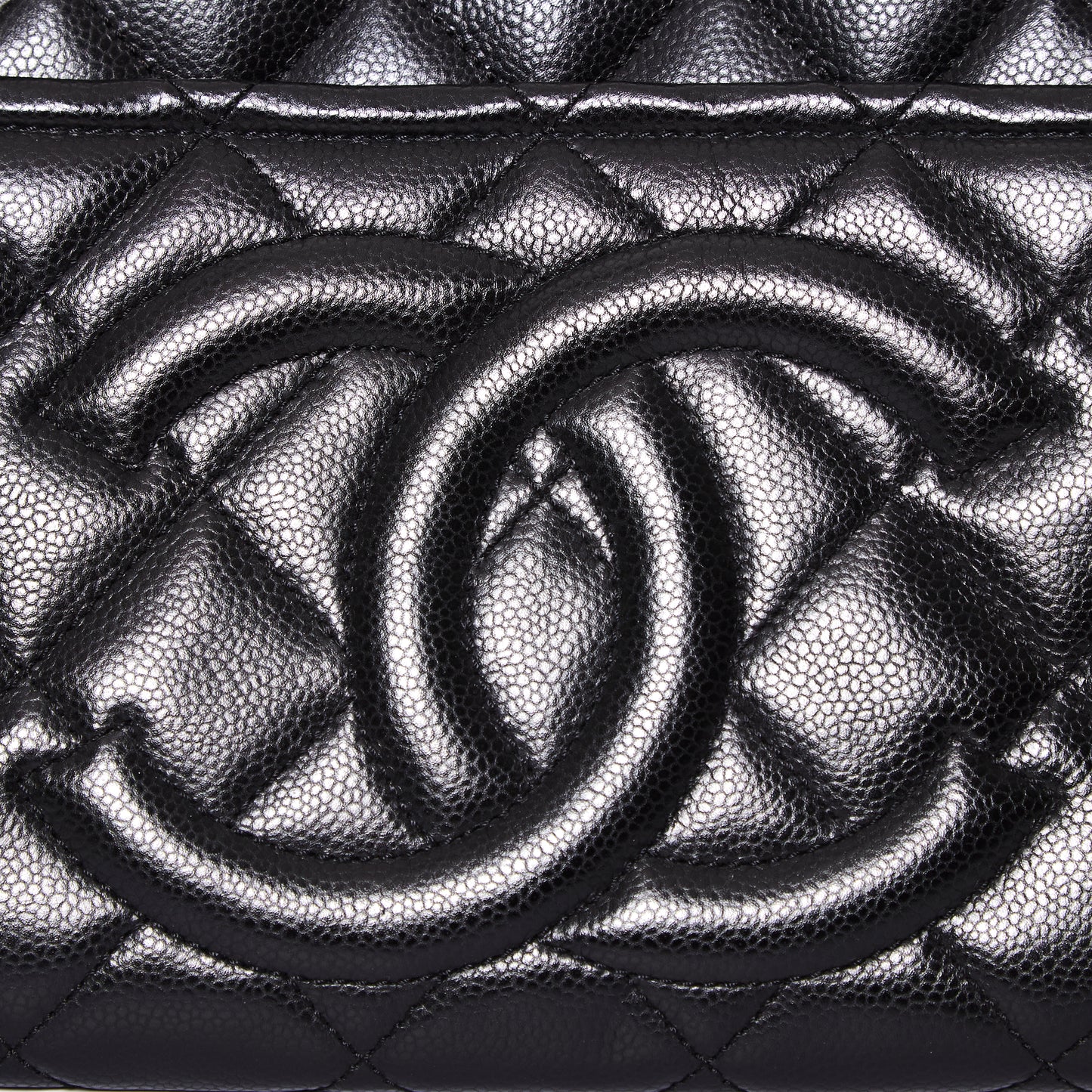 CHANEL Matelasse CC Timeless Tote Bag Black Caviar Leather