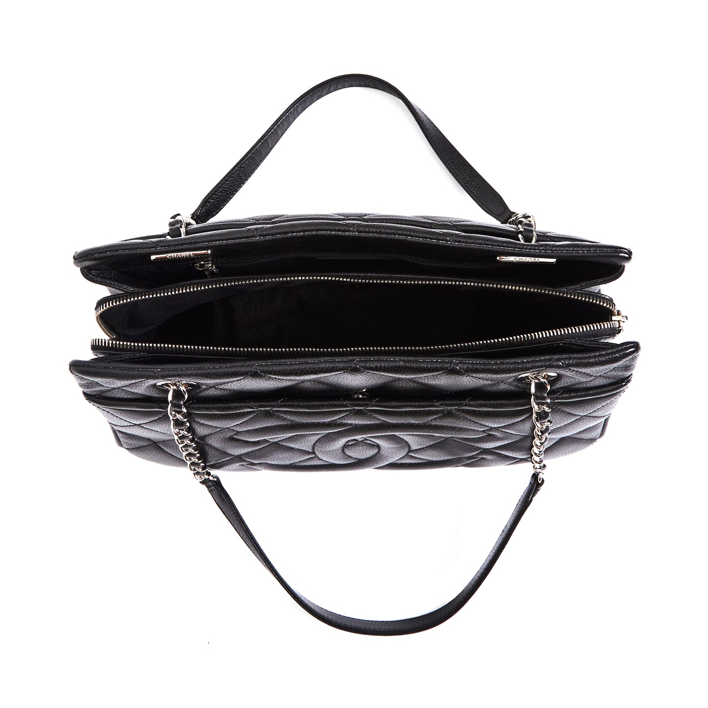 CHANEL Matelasse CC Timeless Tote Bag Black Caviar Leather
