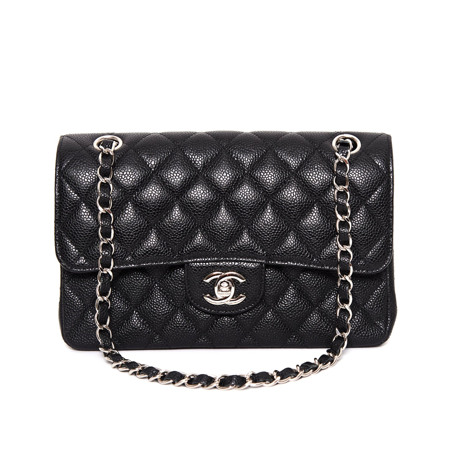 CHANEL 11.12 Classic black flap bag in caviar leather