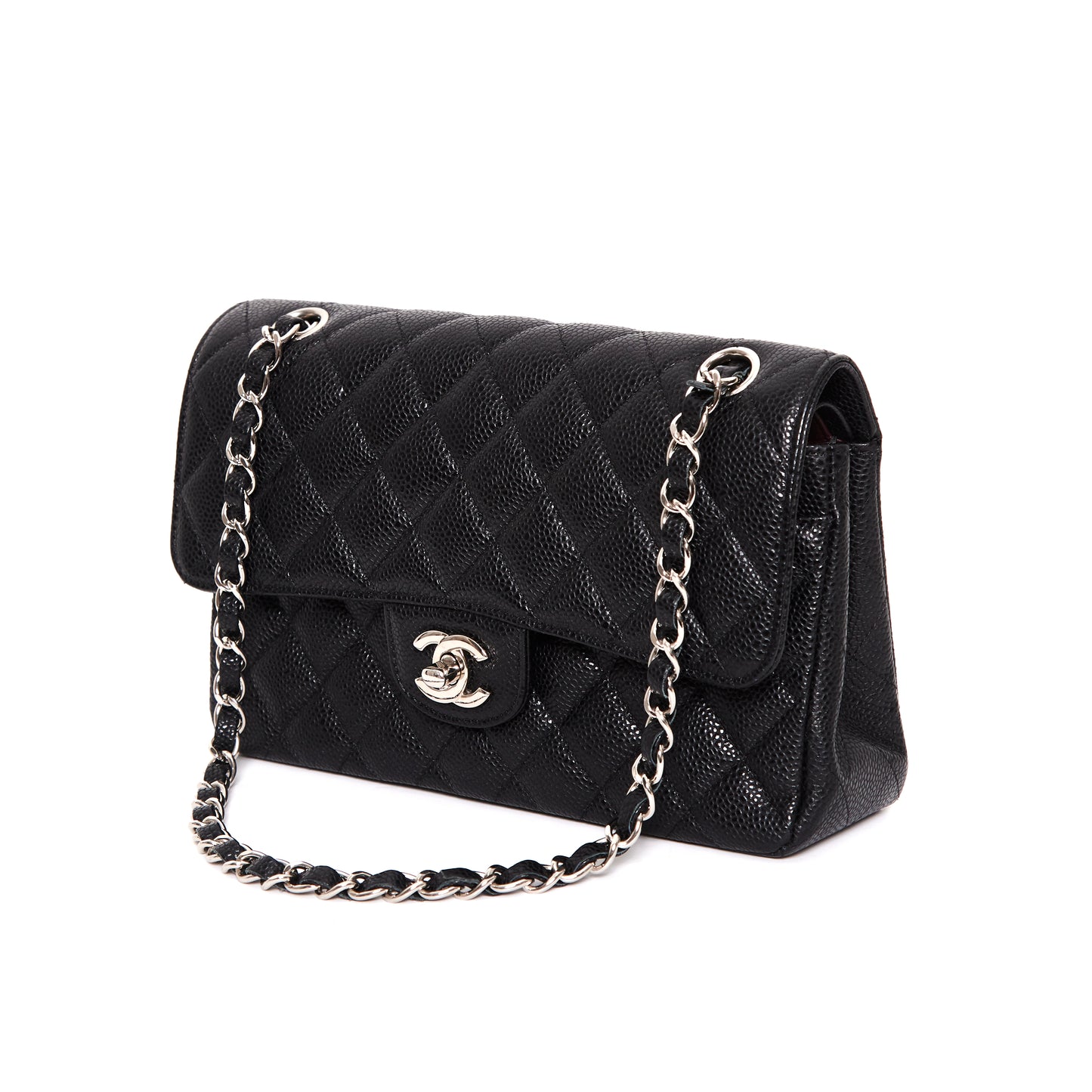 CHANEL 11.12 Classic black flap bag in caviar leather