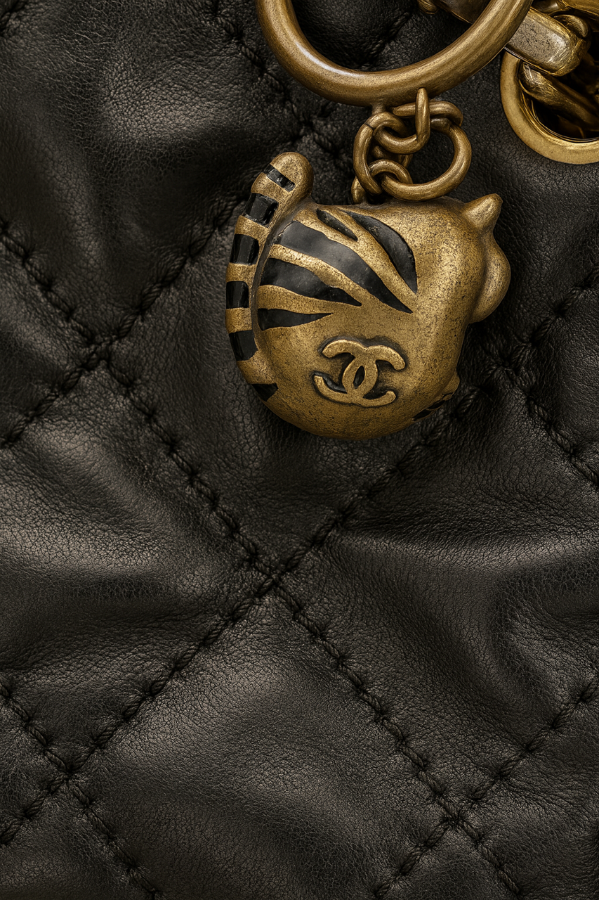 CHANEL Quilted Lion Charm Shoulder Bag