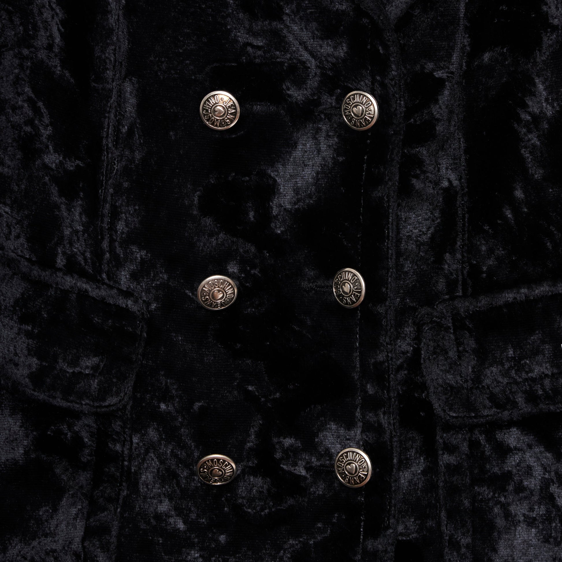 MOSCHINO Black Velour Pea Coat 44