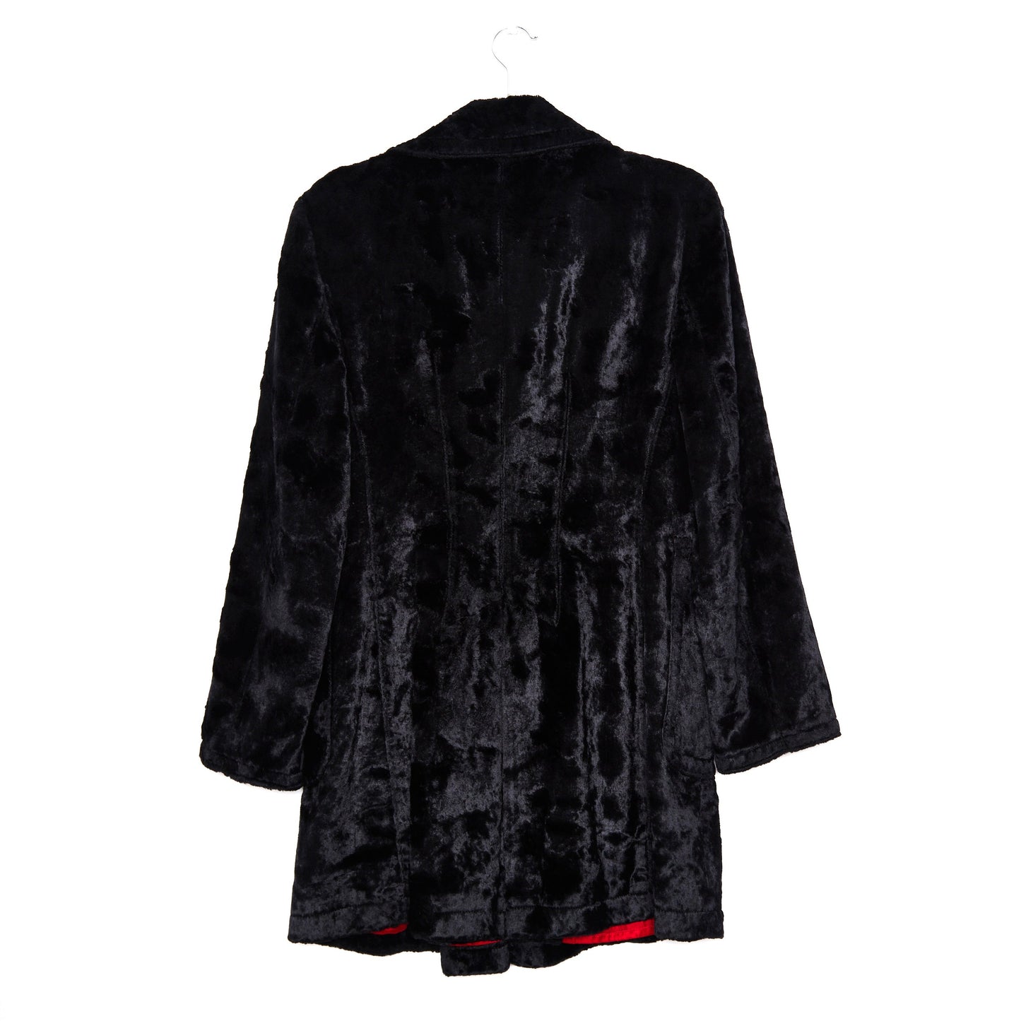 MOSCHINO Black Velour Pea Coat 44