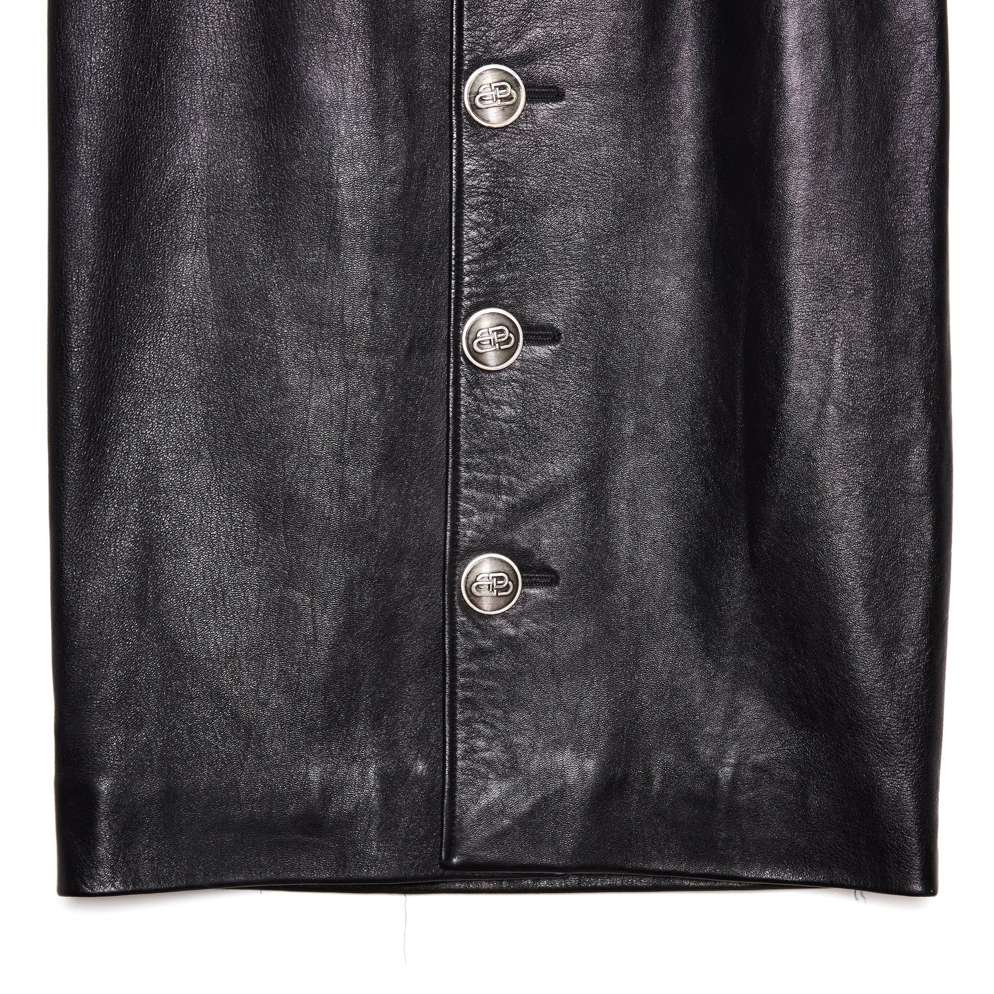 BALENCIAGA Leather mid-length Button front skirt 38