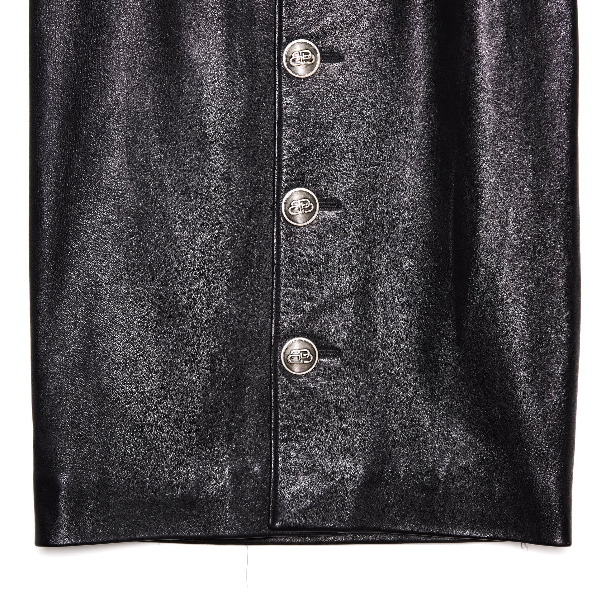 BALENCIAGA Leather mid-length Button front skirt 38