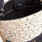 BURBERRY Prorsom Calfskin Laser Cut Lace Orchard Bucket Bag Black White