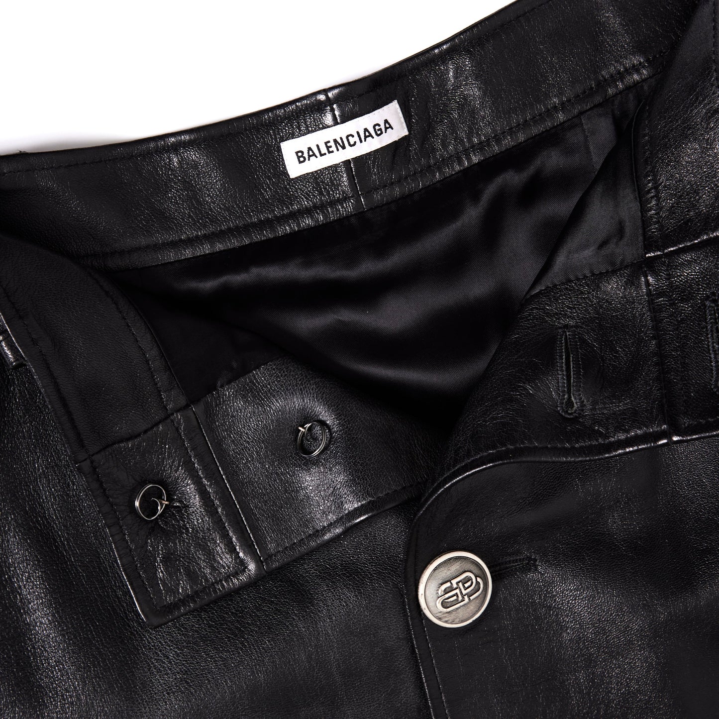 BALENCIAGA Leather mid-length Button front skirt 38