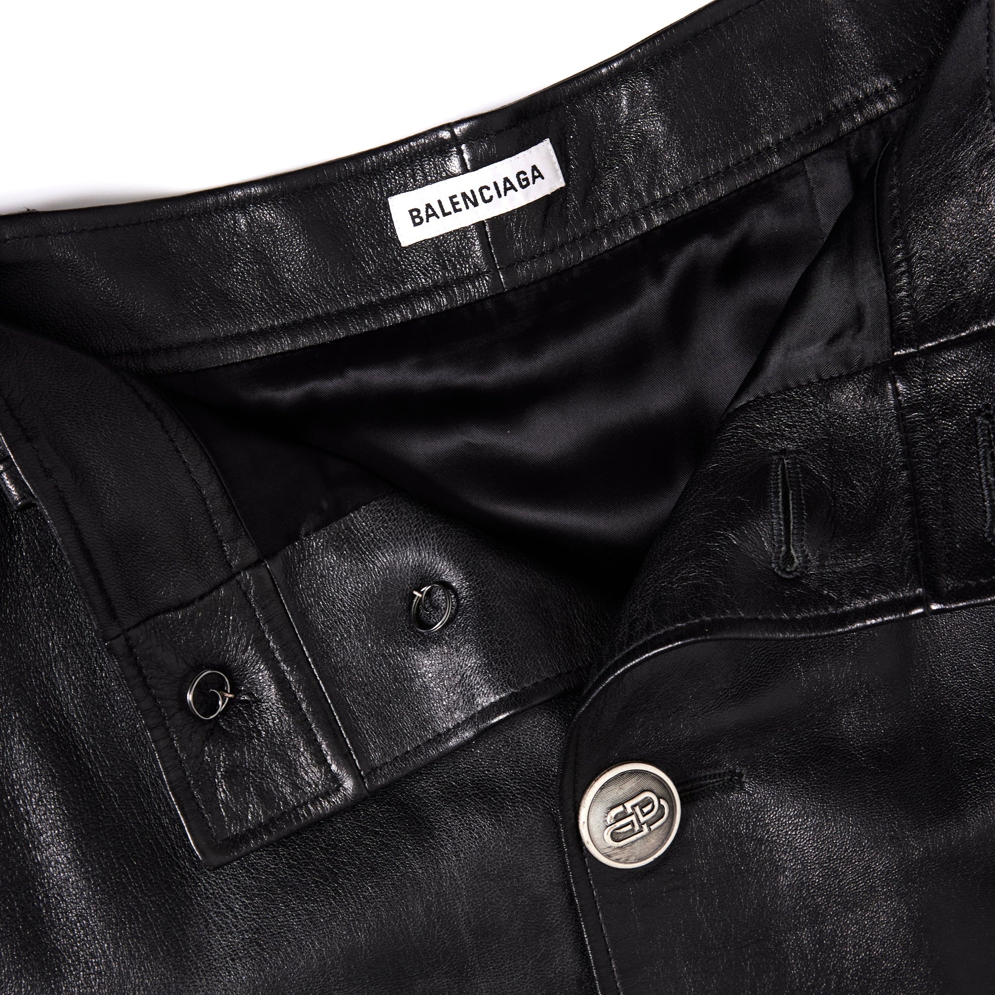 BALENCIAGA Leather mid-length Button front skirt 38