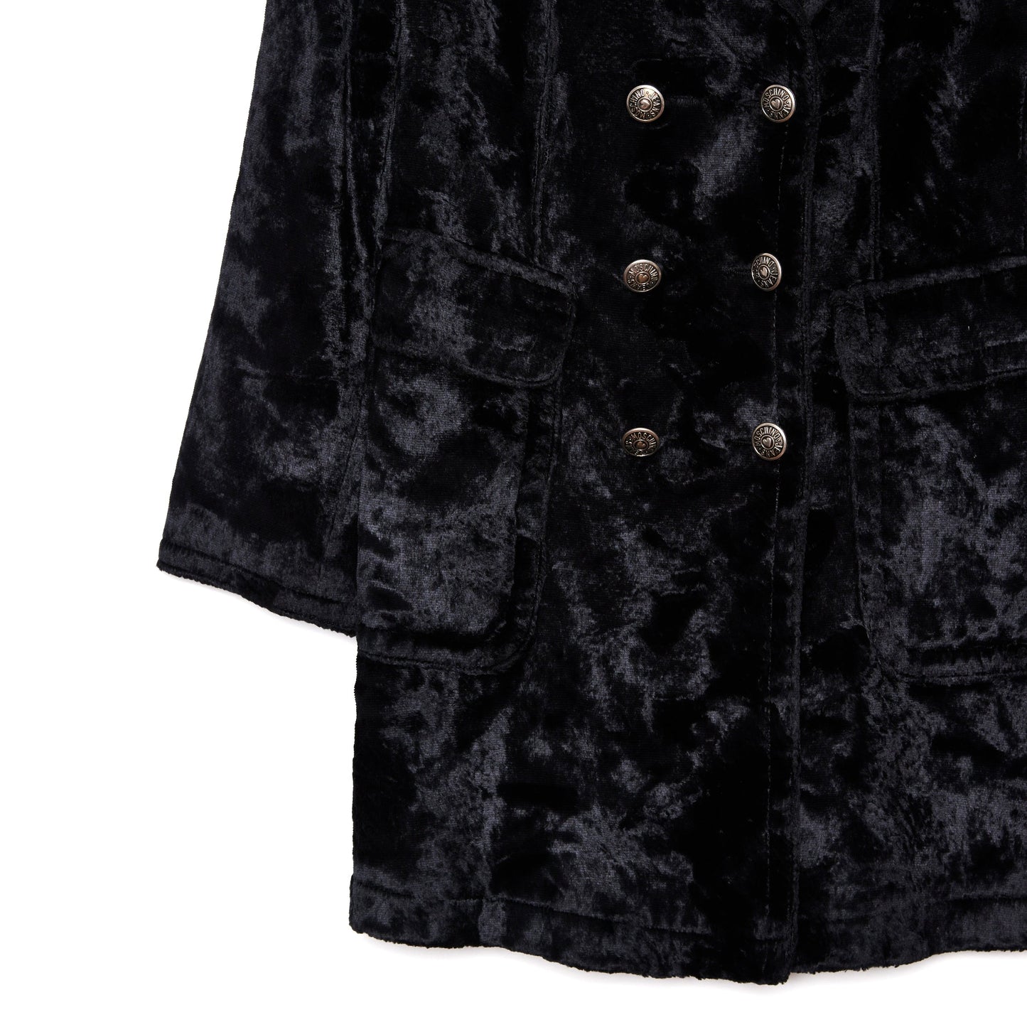 MOSCHINO Black Velour Pea Coat 44