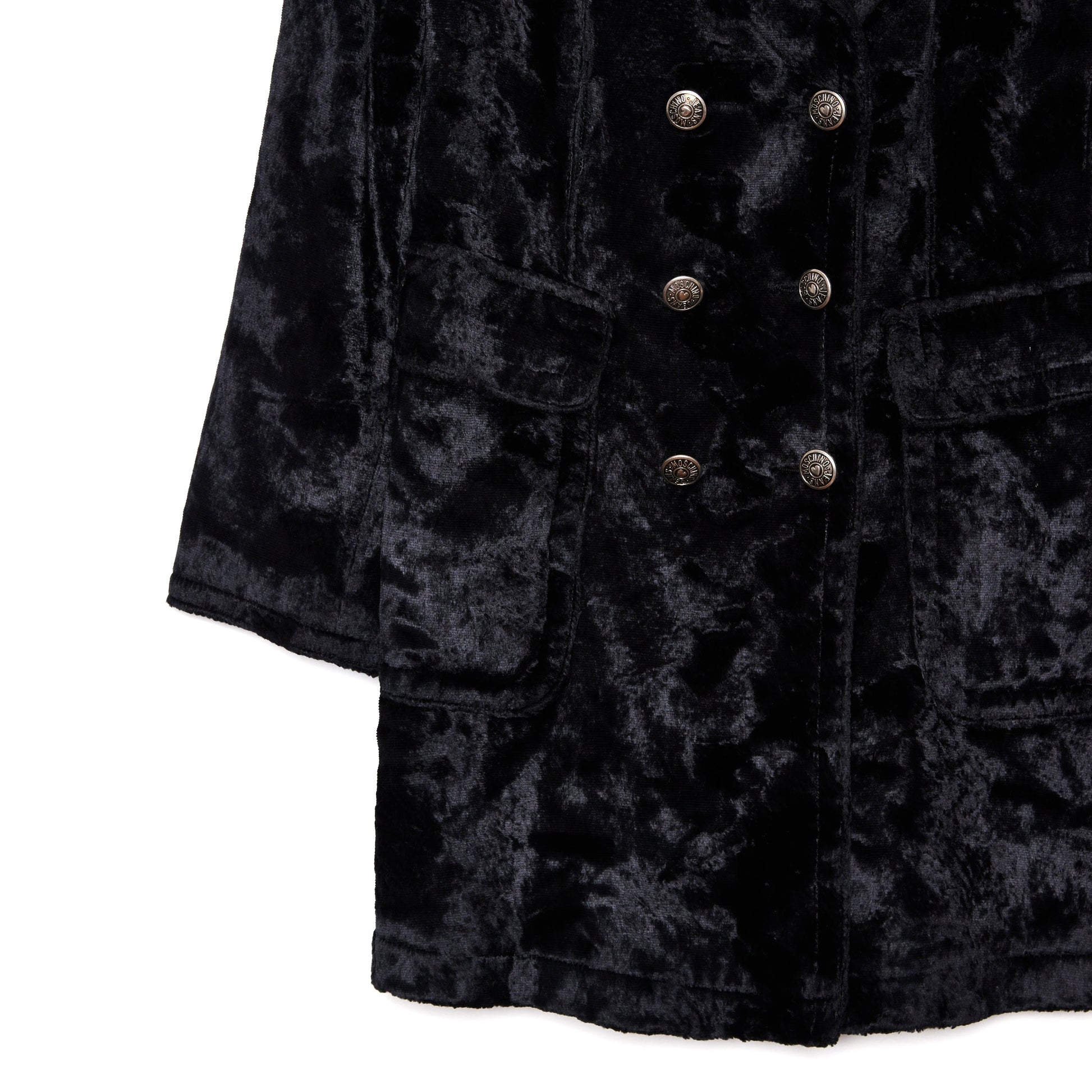 MOSCHINO Black Velour Pea Coat 44