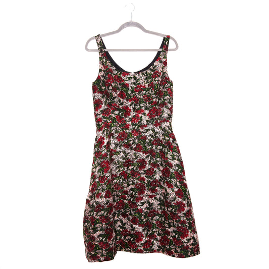 OSCAR DE LA RENTA Floral Brocade Sleeveless Dress 8-10