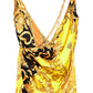 VERSACE Draped Barocco-Print Chain Strap Dress 8-10