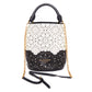 BURBERRY Prorsom Calfskin Laser Cut Lace Orchard Bucket Bag Black White
