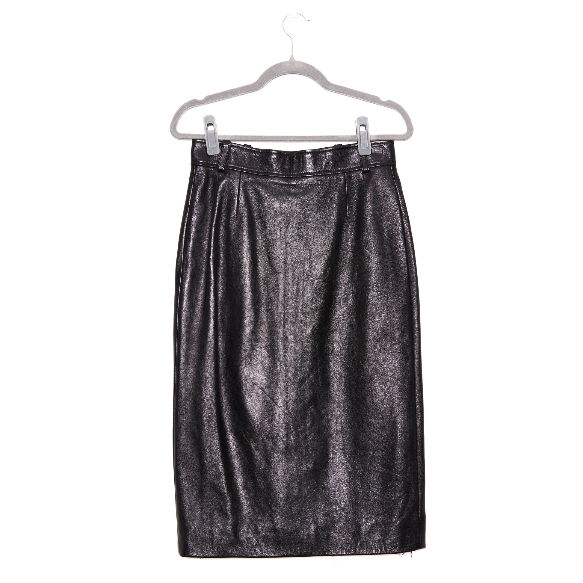 BALENCIAGA Leather mid-length Button front skirt 38