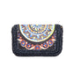 DOLCE & GABBANA Runway navy raffia braid baroque gold lock crossbody bag