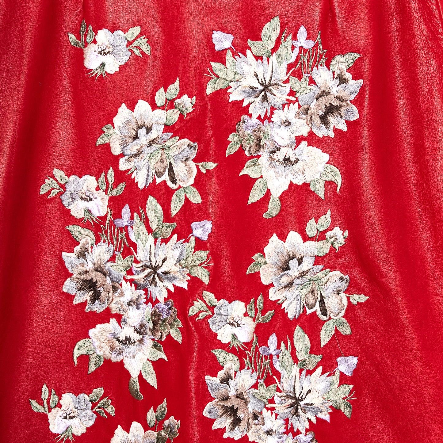 ALEXANDER MCQUEEN Floral Embroidered Leather Skirt 10