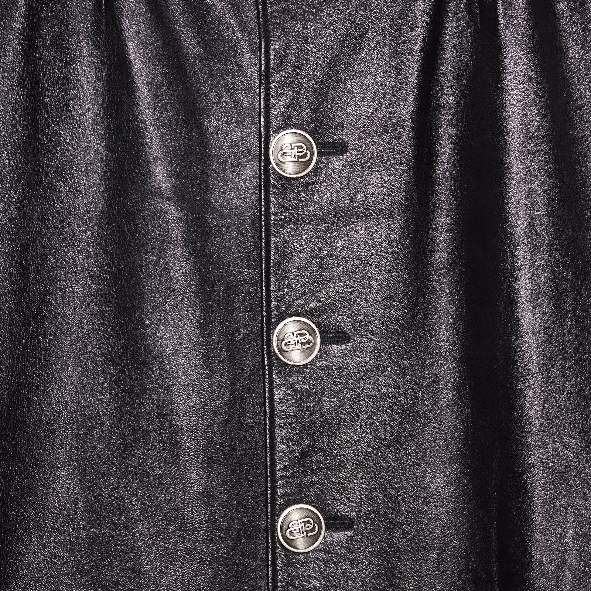 BALENCIAGA Leather mid-length Button front skirt 38