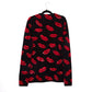 SAINT LAURENT Black Red Lipstck Kisses Mohair Sequined Cardigan