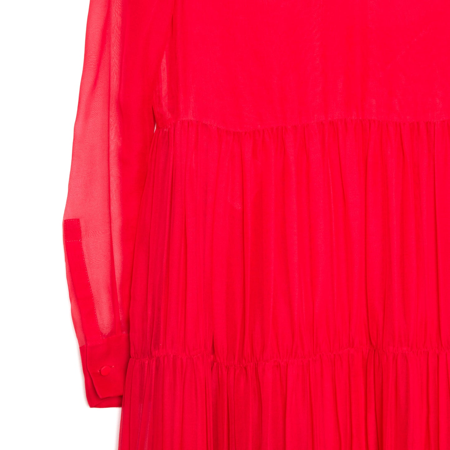 VALENTINO Embellished Collar Tiered Red Evening Dress 42