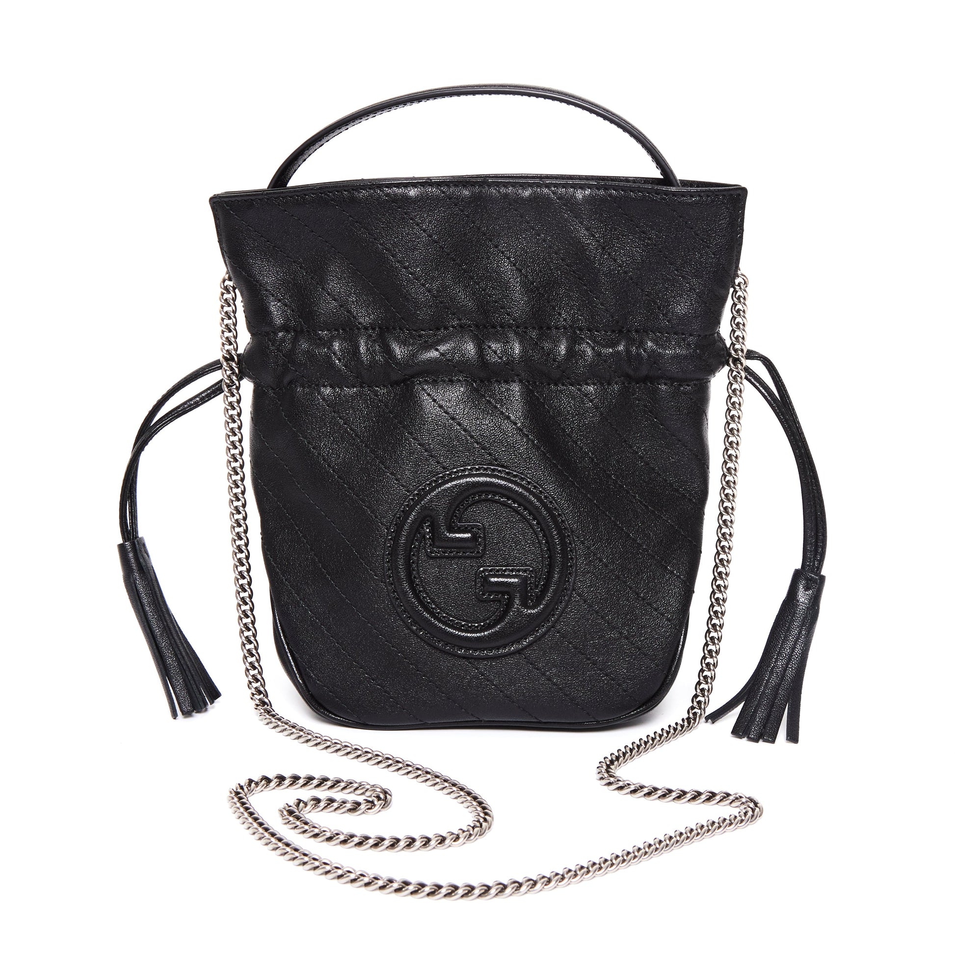 GUCCI Leather Blondie Mini black bucket bag – Black Leather