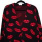 SAINT LAURENT Black Red Lipstck Kisses Mohair Sequined Cardigan