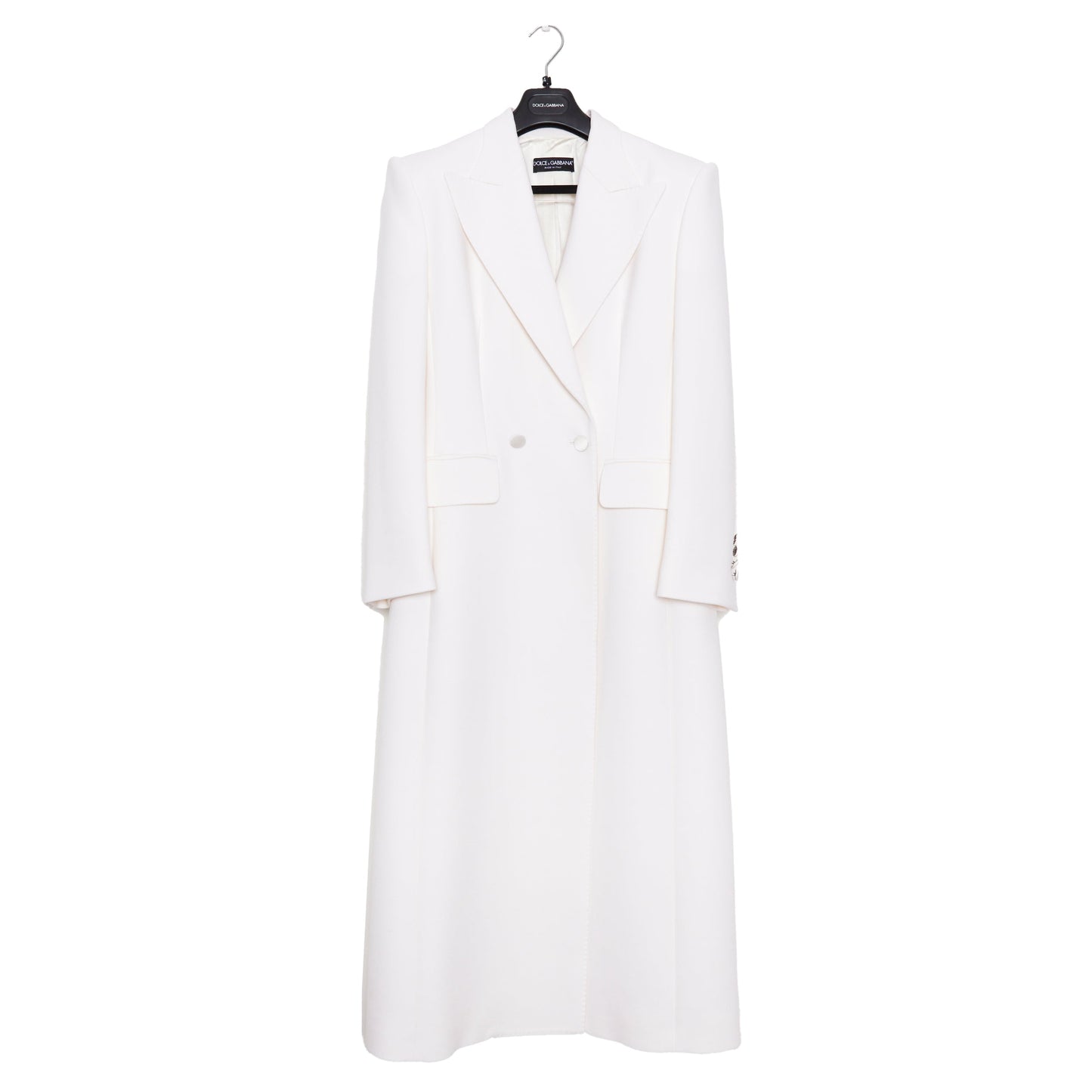Dolce & Gabbana Double Breasted Long Coat in Ivory
