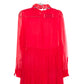 VALENTINO Embellished Collar Tiered Red Evening Dress 42