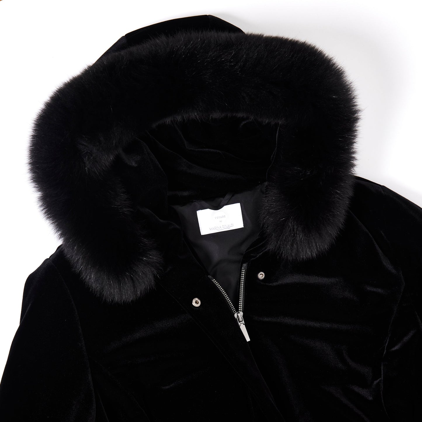 MARINA RENALDI Black PUffer Coat with Trimmed Fur 50