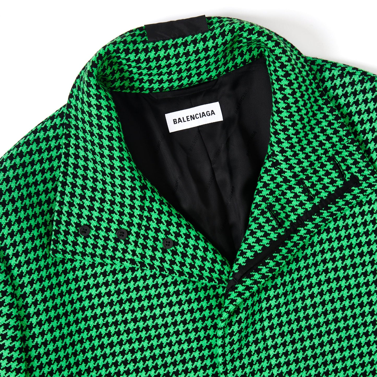 BALENCIAGA Green Houndstooth Coat 36