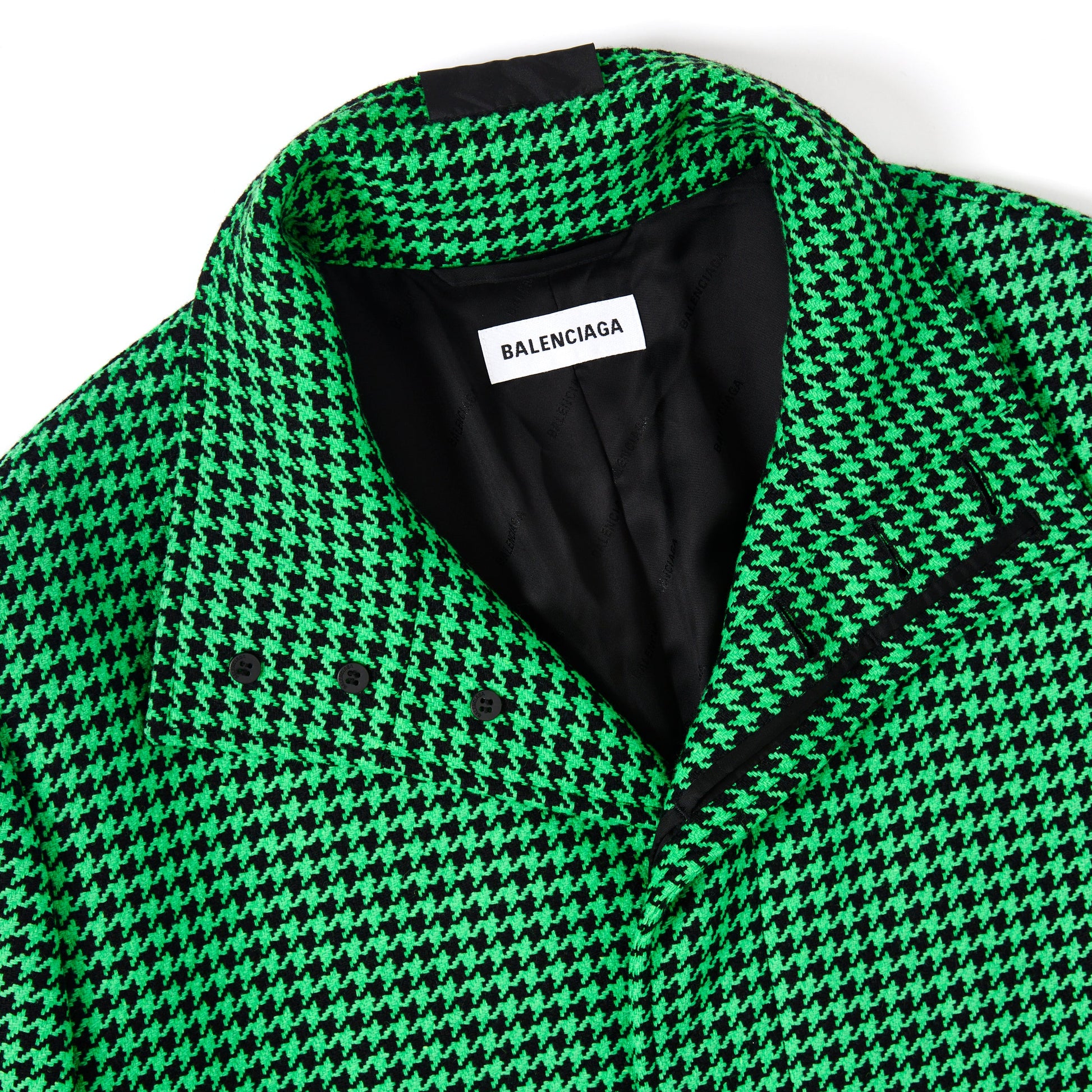 BALENCIAGA Green Houndstooth Coat 36