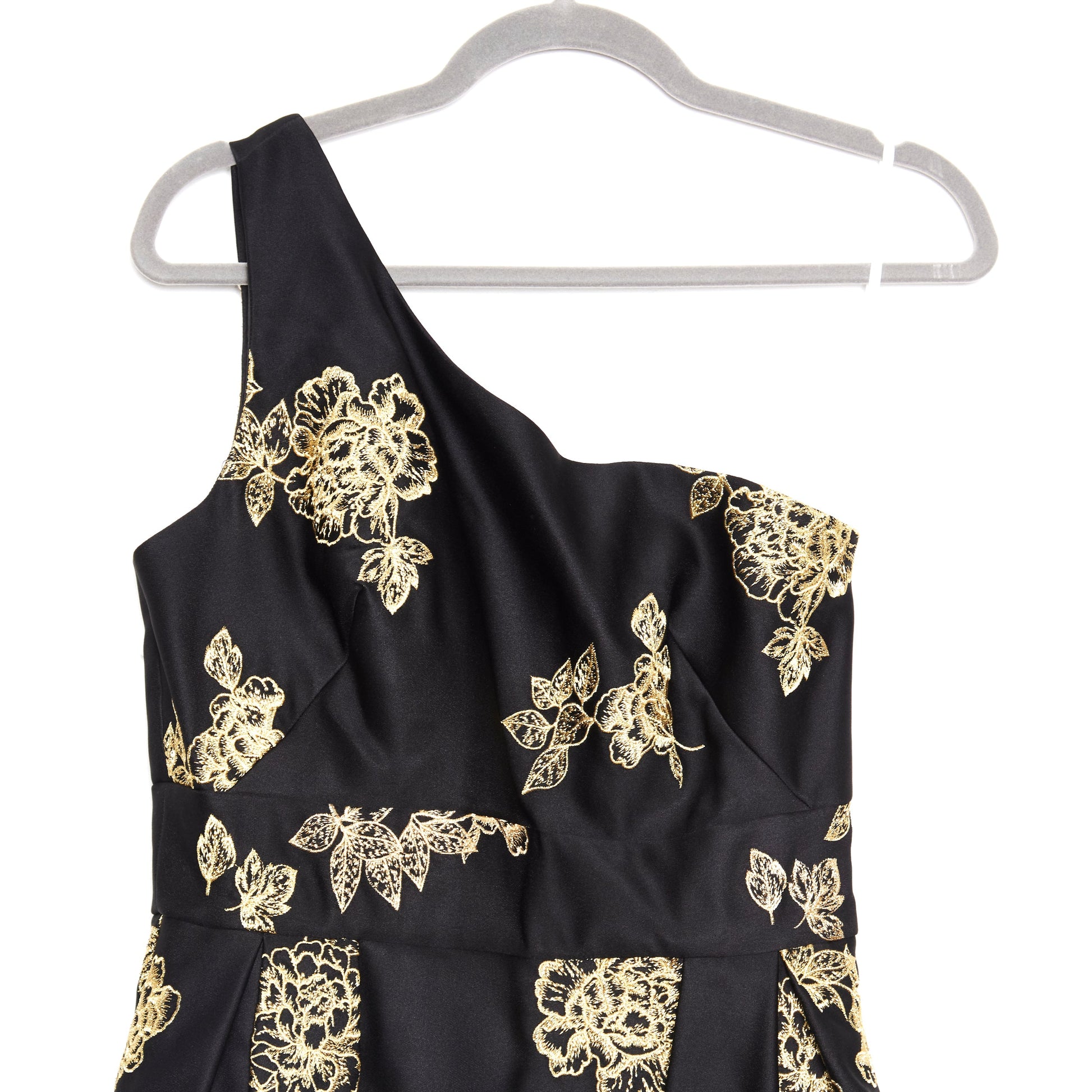 MARCHESA floral-embroidered one-shoulder gown 10