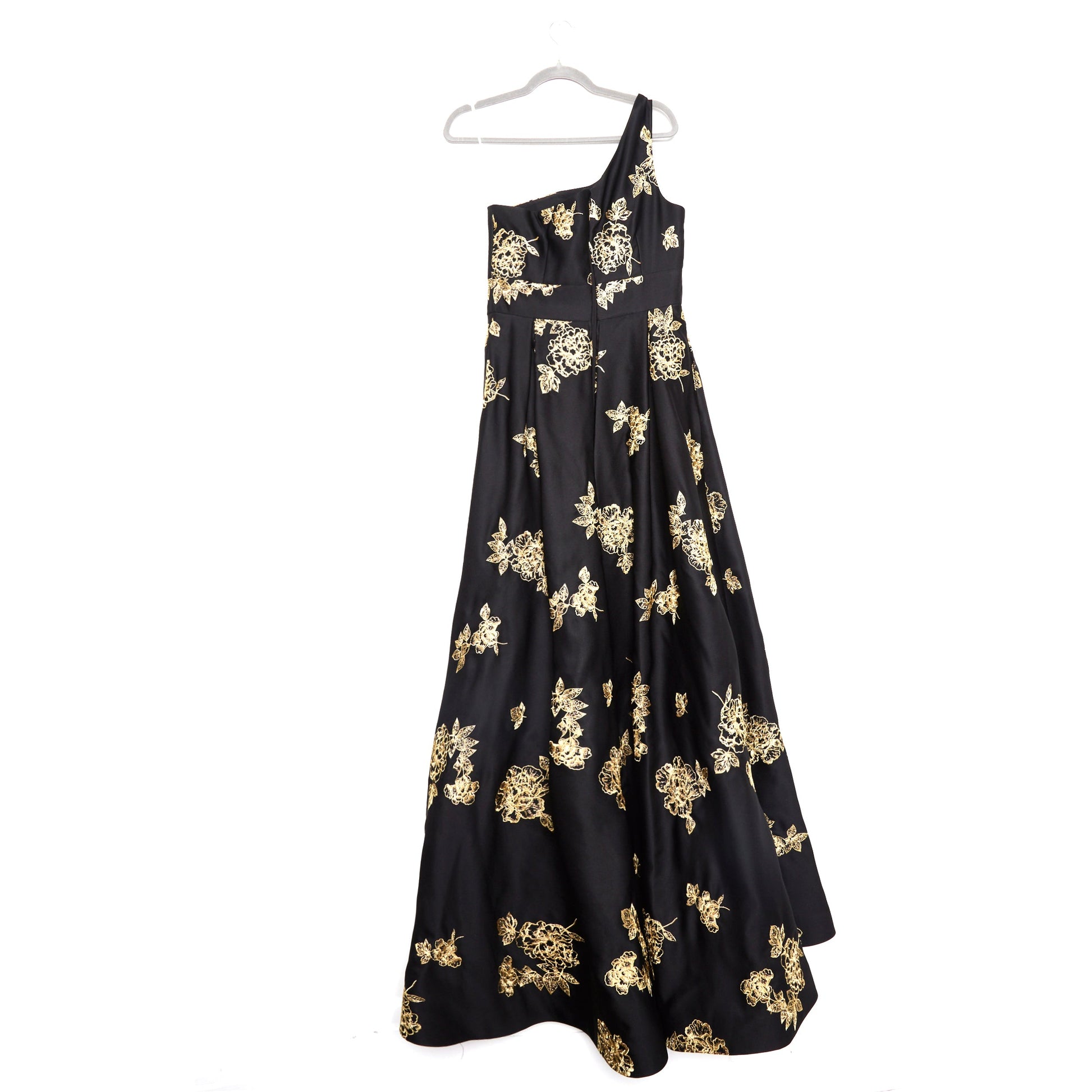MARCHESA floral-embroidered one-shoulder gown 10