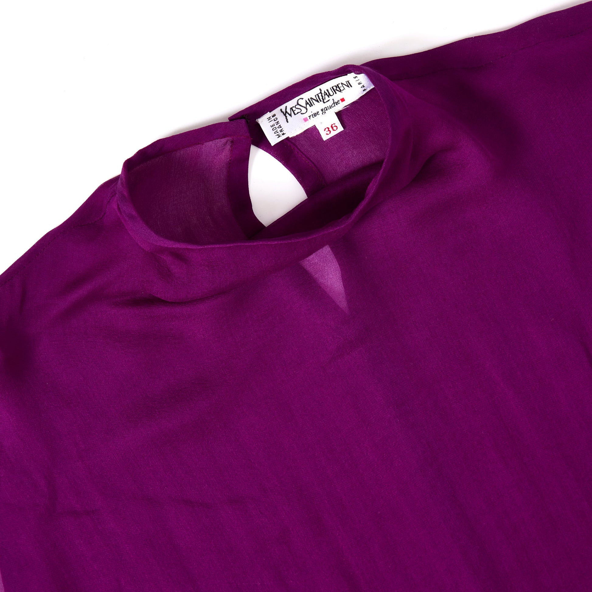 YVES SAINT LAURENT Vintage Magenta Silk Blouse 8