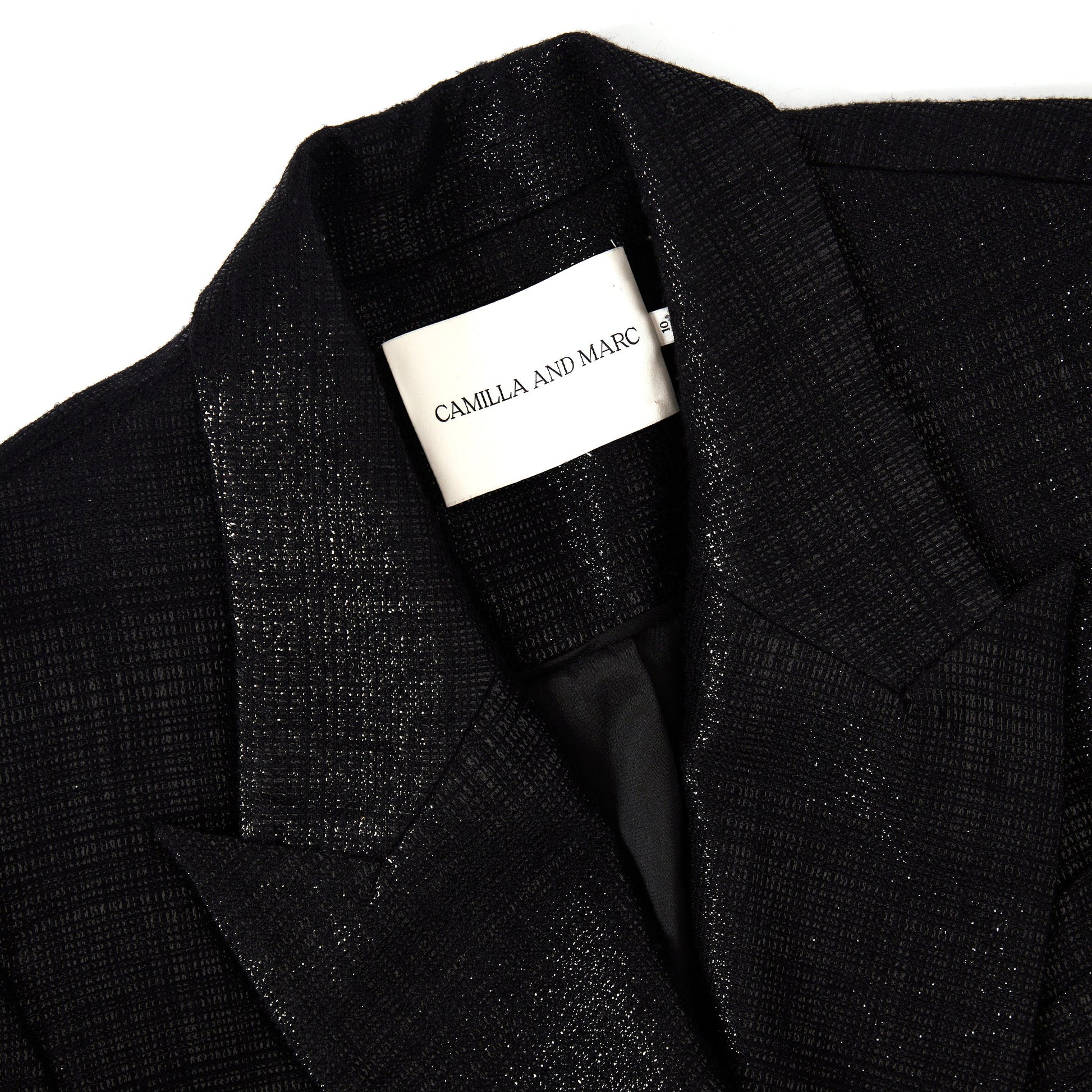CAMILLA AND MARC Belmont Lurex Metallic-Woven Black Suit Blazer 10-12