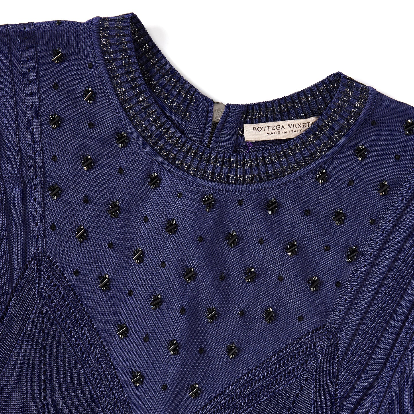 Bottega Veneta Glitter Pointelle Plissé Knit Dress